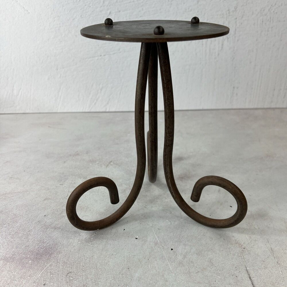 Vintage MCM Rustic Brutalist Candle Holder 8”